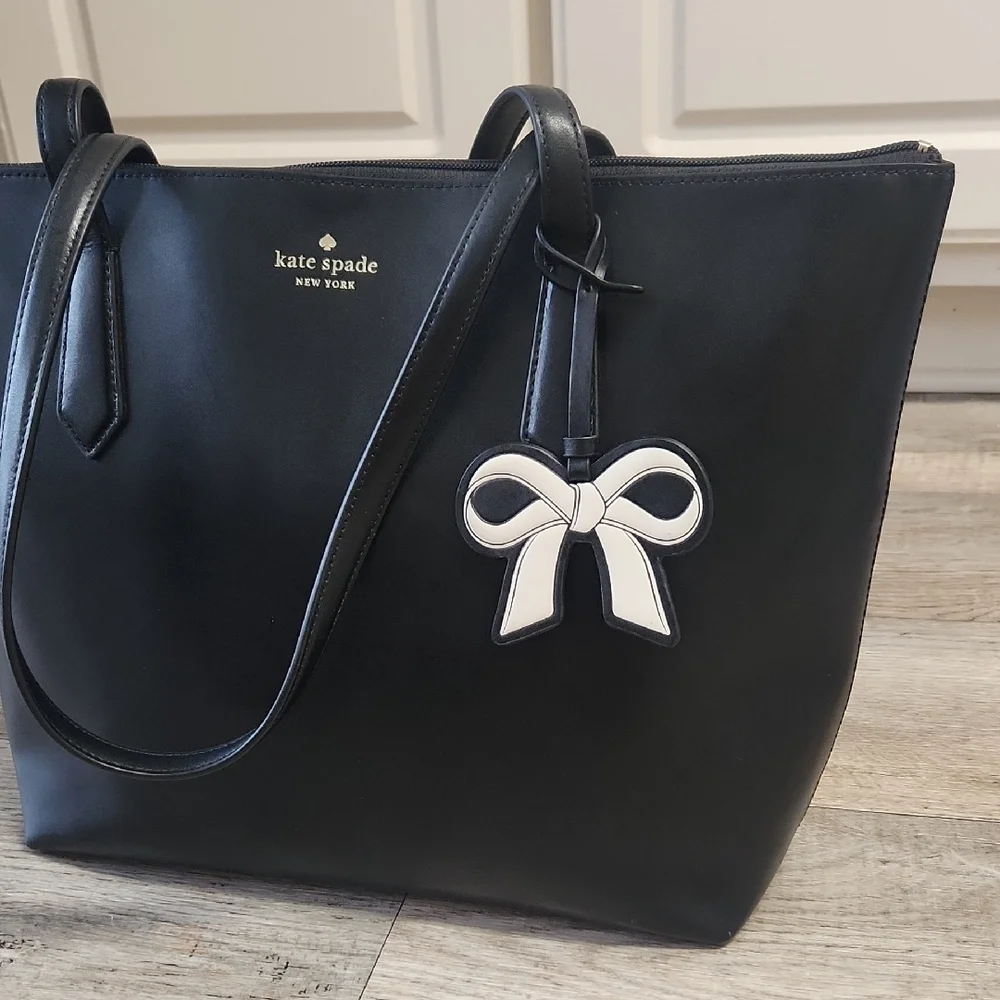 Kate Spade Black Tote with White Bow Accent